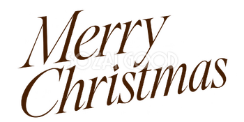 Merry Christmasロゴ｜細く鋭い斜体明朝・二段組み・茶の無料イラスト素材 114513