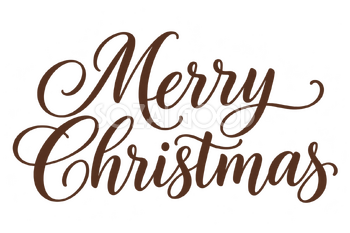 Merry Christmasロゴ｜文字が寄り添う筆記体・二段組み・茶の無料イラスト素材 114523