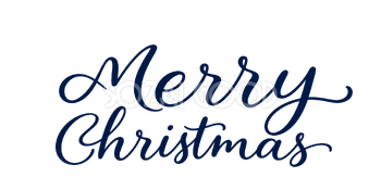 Merry Christmasロゴ｜控えめな大文字の筆記体・二段組み・紺の無料イラスト素材 114532
