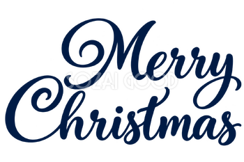 Merry Christmasロゴ｜大きな輪の筆文字・二段組み・紺の無料イラスト素材 114542