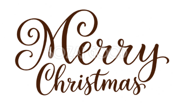 Merry Christmasロゴ｜細い筆先の筆文字・二段組み・茶の無料イラスト素材 114548