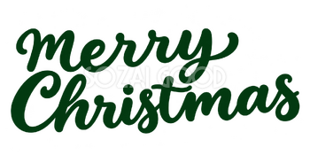 Merry Christmasロゴ｜丸い小文字の筆文字・二段組み・深緑の無料イラスト素材 114550