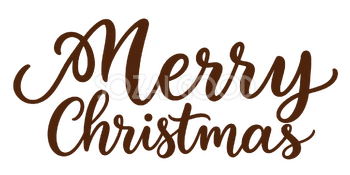 Merry Christmasロゴ｜小さな輪の筆文字・二段組み・茶の無料イラスト素材 114553