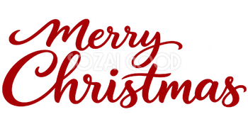 Merry Christmasロゴ｜ゆったり手書き筆記体・二段組み・赤の無料イラスト素材 114561