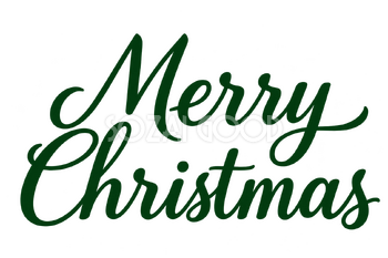 Merry Christmasロゴ｜端正な手書き筆記体・二段組み・深緑の無料イラスト素材 114565