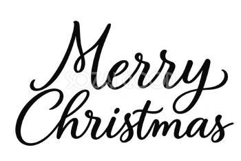 Merry Christmasロゴ｜左に傾く手書き筆記体・二段組み・黒の無料イラスト素材 114569