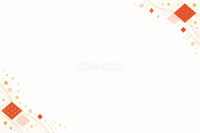 赤の菱と金箔の飾りの長寿祝いカード