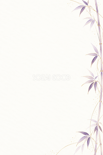 紫の竹の葉の線画の長寿祝いカード