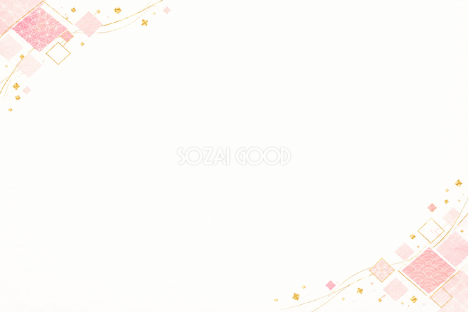 ピンクの菱と金箔の飾りの長寿祝いカード