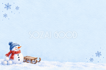 雪遊びの雪だるまのクリスマスカード｜大人向けのシンプルな無料イラスト素材 114686