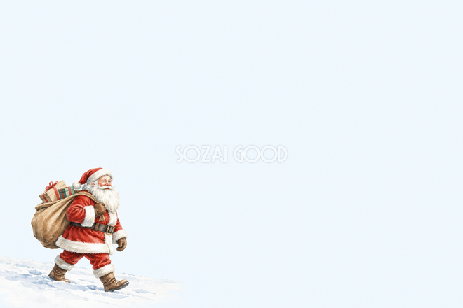 贈り物を運ぶサンタのクリスマスカード