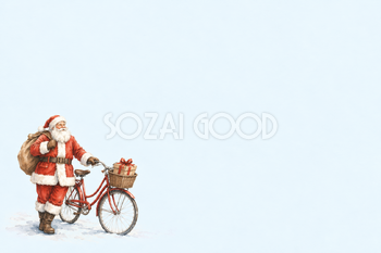 自転車のサンタのクリスマスカード｜大人向けのシンプルな無料イラスト素材 114695