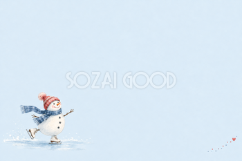 スケートの雪だるまのクリスマスカード｜大人向けのシンプルな無料イラスト素材 114699