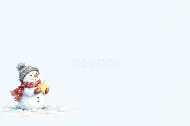 星を持つ雪だるまのクリスマスカード 星を持つ雪だるまのクリスマスカード