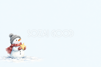 星を持つ雪だるまのクリスマスカード｜大人向けのシンプルな無料イラスト素材 114701