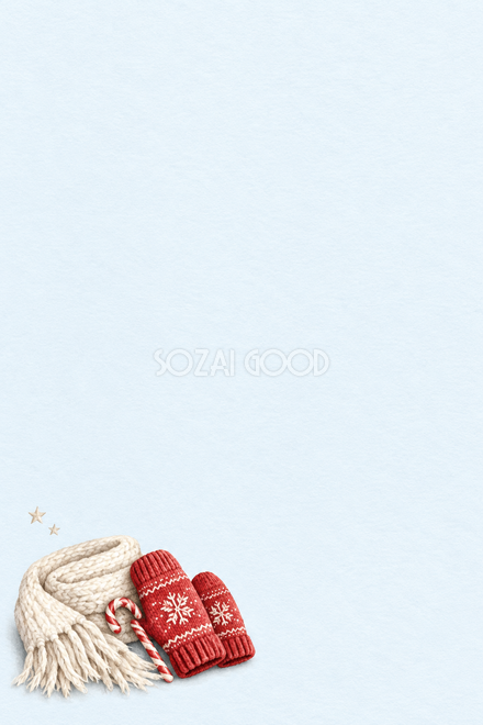 赤いミトンと白いマフラーのクリスマスカード 赤いミトンと白いマフラーのクリスマスカード