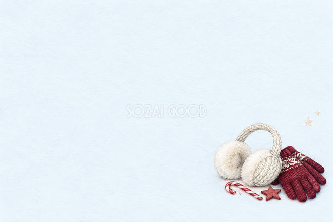 白いイヤーマフと手袋のクリスマスカード