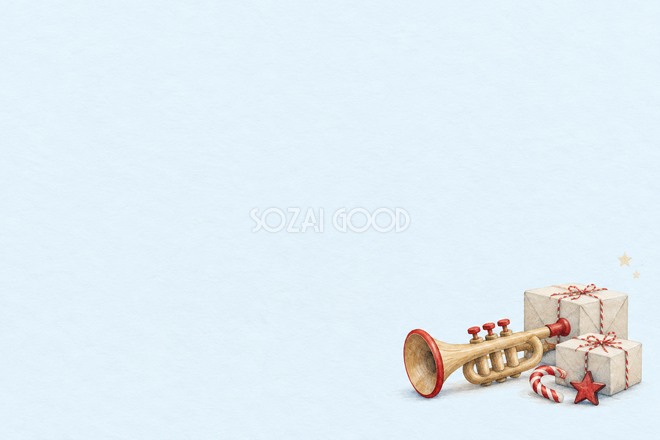 小さな木のラッパのクリスマスカード 小さな木のラッパのクリスマスカード