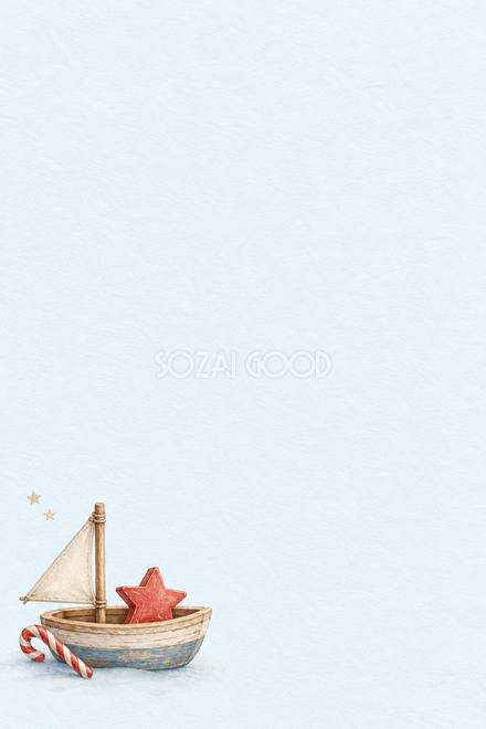 小さな木の小舟のクリスマスカード