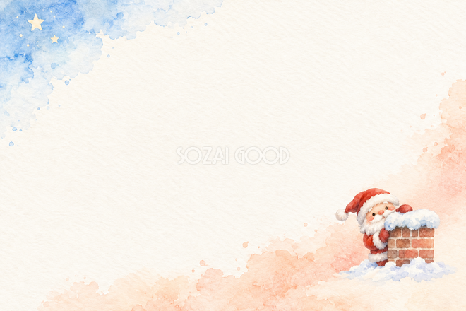 煙突をのぞくサンタのクリスマスカード 煙突をのぞくサンタのクリスマスカード