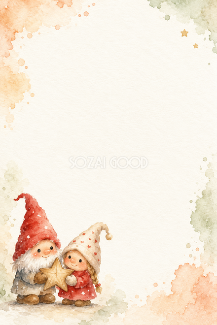 赤い帽子の小人のクリスマスカード 赤い帽子の小人のクリスマスカード