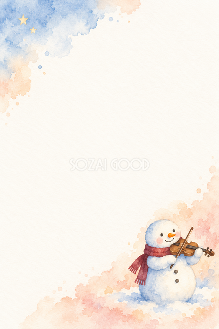 バイオリンの雪だるまのクリスマスカード バイオリンの雪だるまのクリスマスカード