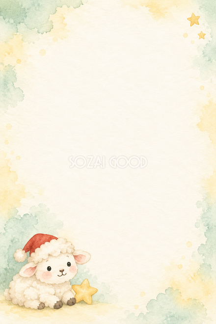 サンタ帽のこひつじのクリスマスカード サンタ帽のこひつじのクリスマスカード