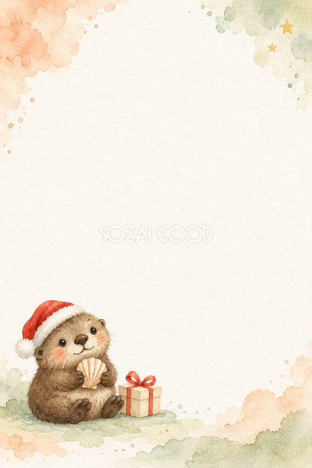 ラッコと小さな貝のクリスマスカード ラッコと小さな貝のクリスマスカード