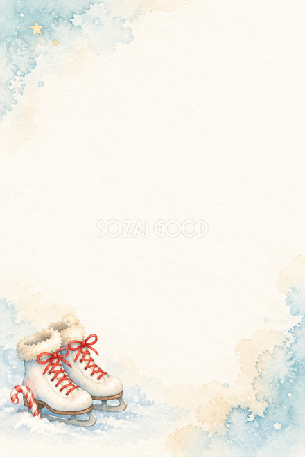 白いスケート靴のクリスマスカード 白いスケート靴のクリスマスカード