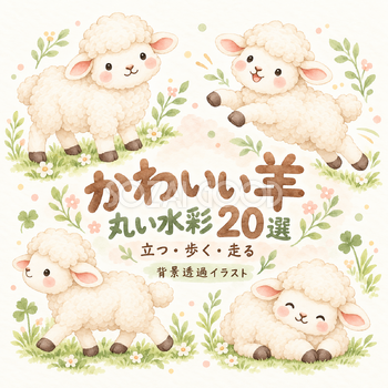 丸い水彩の羊動き20選