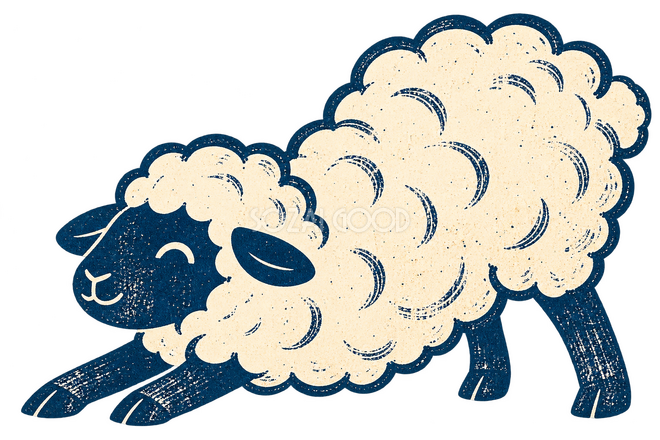 大きく伸びをする羊(版画) 大きく伸びをする羊(版画)