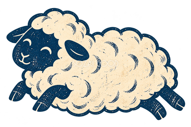 ころんと寝転ぶ羊(版画) ころんと寝転ぶ羊(版画)