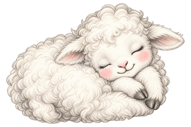 すやすや眠る羊(鉛筆画) すやすや眠る羊(鉛筆画)