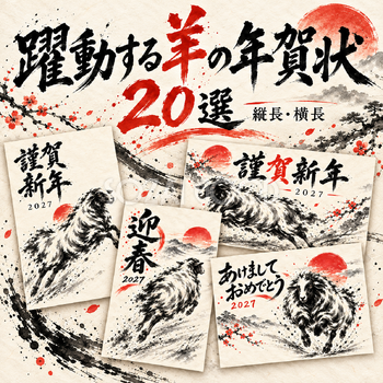 躍動する羊の年賀状20選