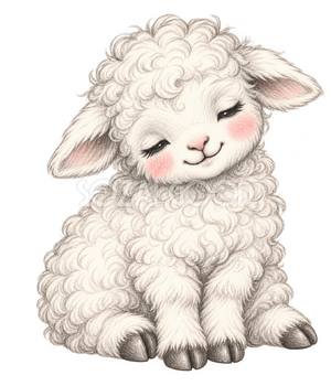 うとうとする羊の鉛筆画イラスト｜かわいい無料素材 115053