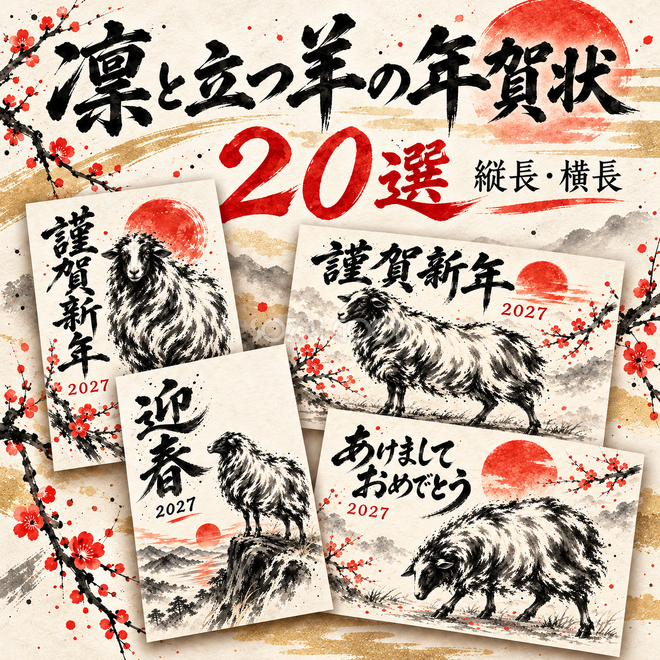 凛と立つ羊の年賀状20選 凛と立つ羊の年賀状20選