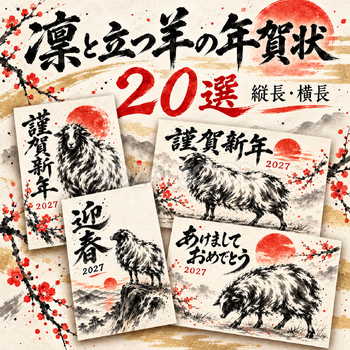 凛と立つ羊の年賀状20選