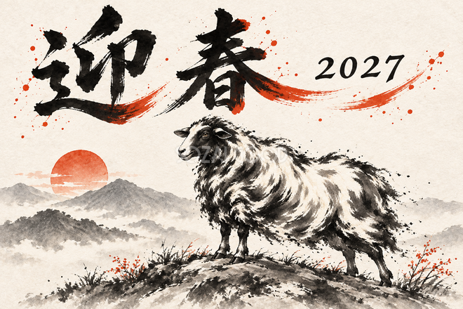 丘の上の羊の年賀状