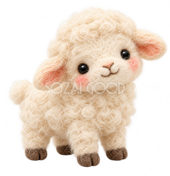 にっこり立つ羊の羊毛フェルトイラスト｜かわいい無料素材 115116