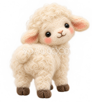 振り向く羊の羊毛フェルトイラスト｜かわいい無料素材 115128