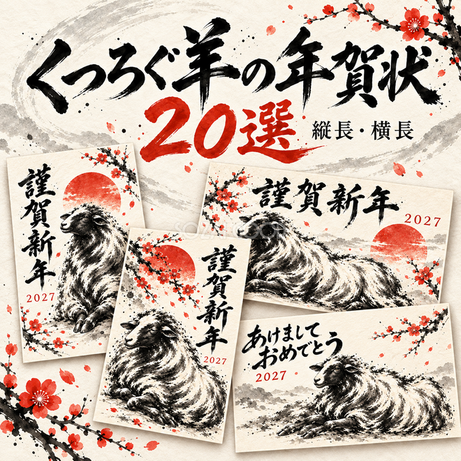 くつろぐ羊の年賀状20選