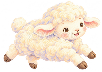 元気に走る羊のパステルイラスト｜かわいい無料素材 115159