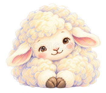 ちょこんと座る羊のパステルイラスト｜かわいい無料素材 115163