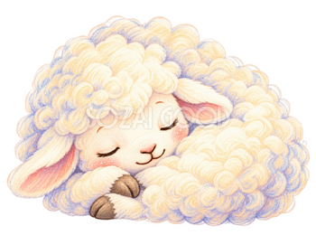すやすや眠る羊のパステルイラスト｜かわいい無料素材 115165