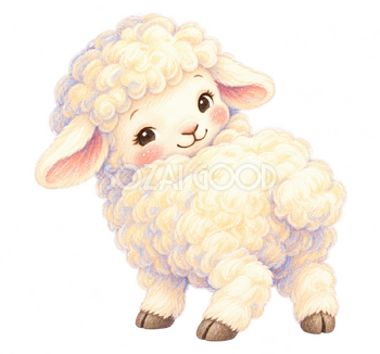 振り向く羊のパステルイラスト｜かわいい無料素材 115167