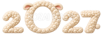2027の0に写真を入れる巻き毛の羊毛の写真フレーム｜かわいい無料イラスト素材 115230