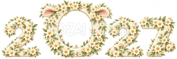 2027の0に写真を入れる小花と葉の水彩の写真フレーム｜かわいい無料イラスト素材 115246