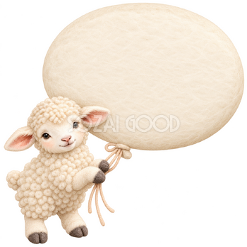 風船のカードを持つ羊・羊毛フェルト｜文字入れできるかわいい無料イラスト素材 115368