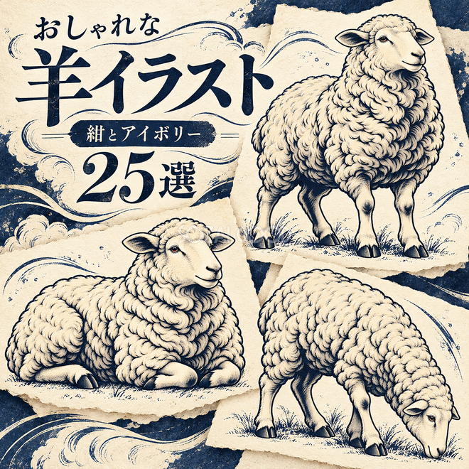 紺とアイボリーの羊25選 紺とアイボリーの羊25選