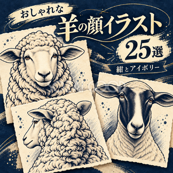 紺とアイボリーの羊の顔25選